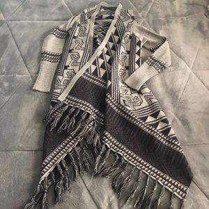 Retro print blanket cardigan